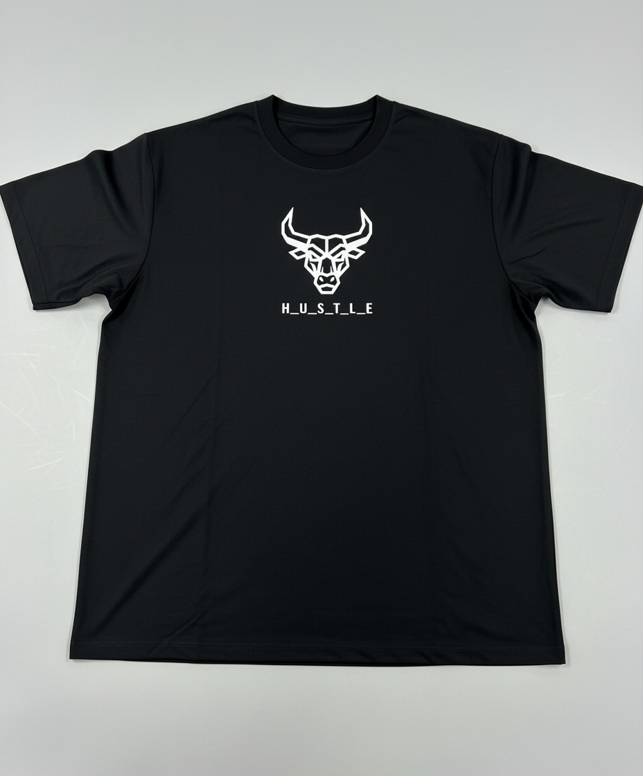 Hustle Loose Fit Korean Style T-Shirt. Heavy Material. UV Protection -Reflective Bull Edition