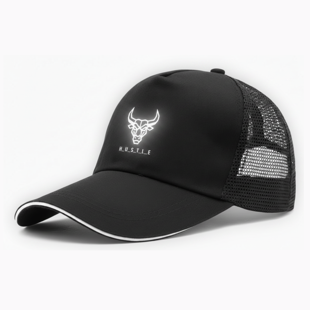 Hustle Lightweight Mesh Sports Cap - Reflective Bull Edition
